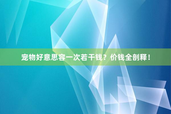 宠物好意思容一次若干钱？价钱全剖释！