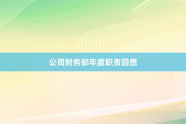 公司财务部年度职责回想